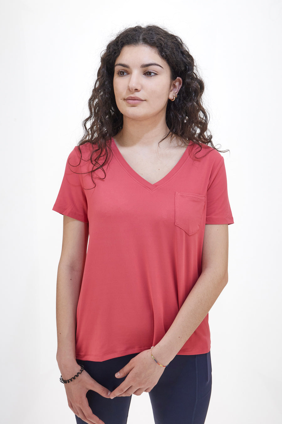 T-shirt Skechers Godri Serene V-Neck Tee Fucsia