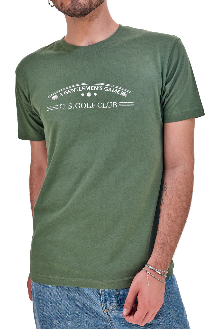 T-shirt Mezza Manica Verde Oliva US Golf Club 1352