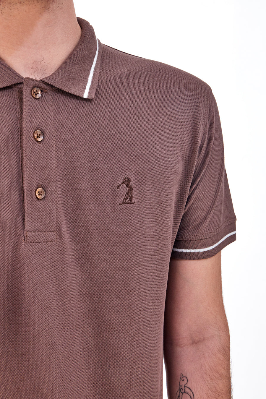 Polo Mezza Manica Marrone US Golf Club 1349