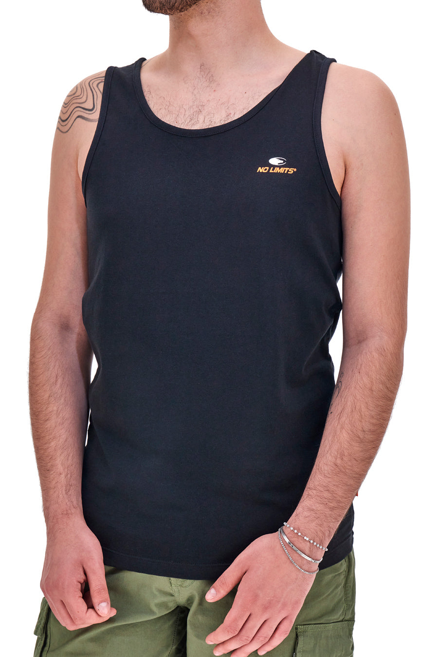 No Limits Herren-Tanktop aus schwarzer Baumwolle 001S24