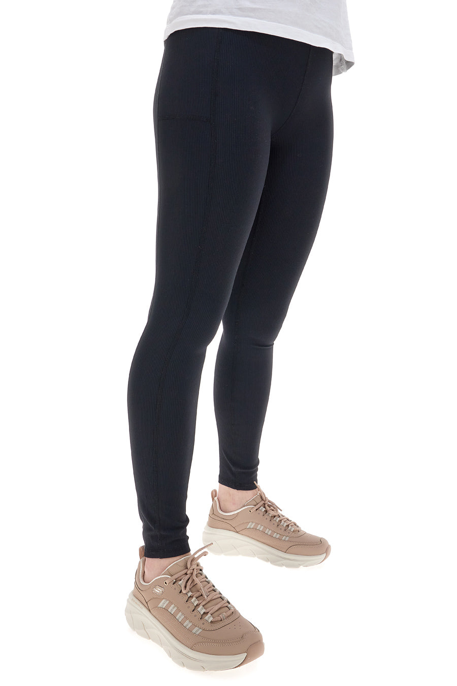 Schwarze Rippenleggings Skechers GO FLEX RIB High Waisted