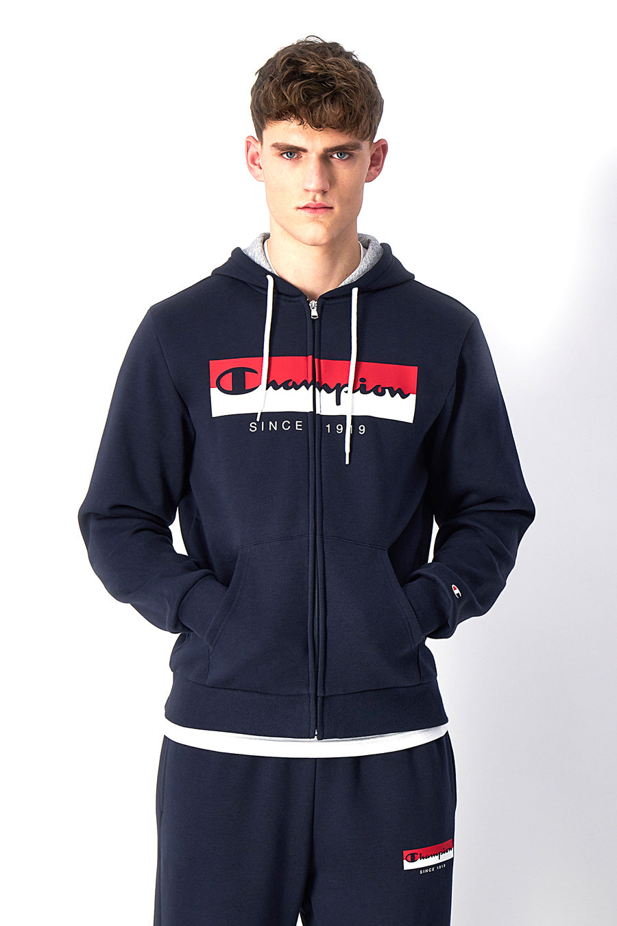 Felpa Blu Con Cerniera CHAMPION HOODED FULL ZIP