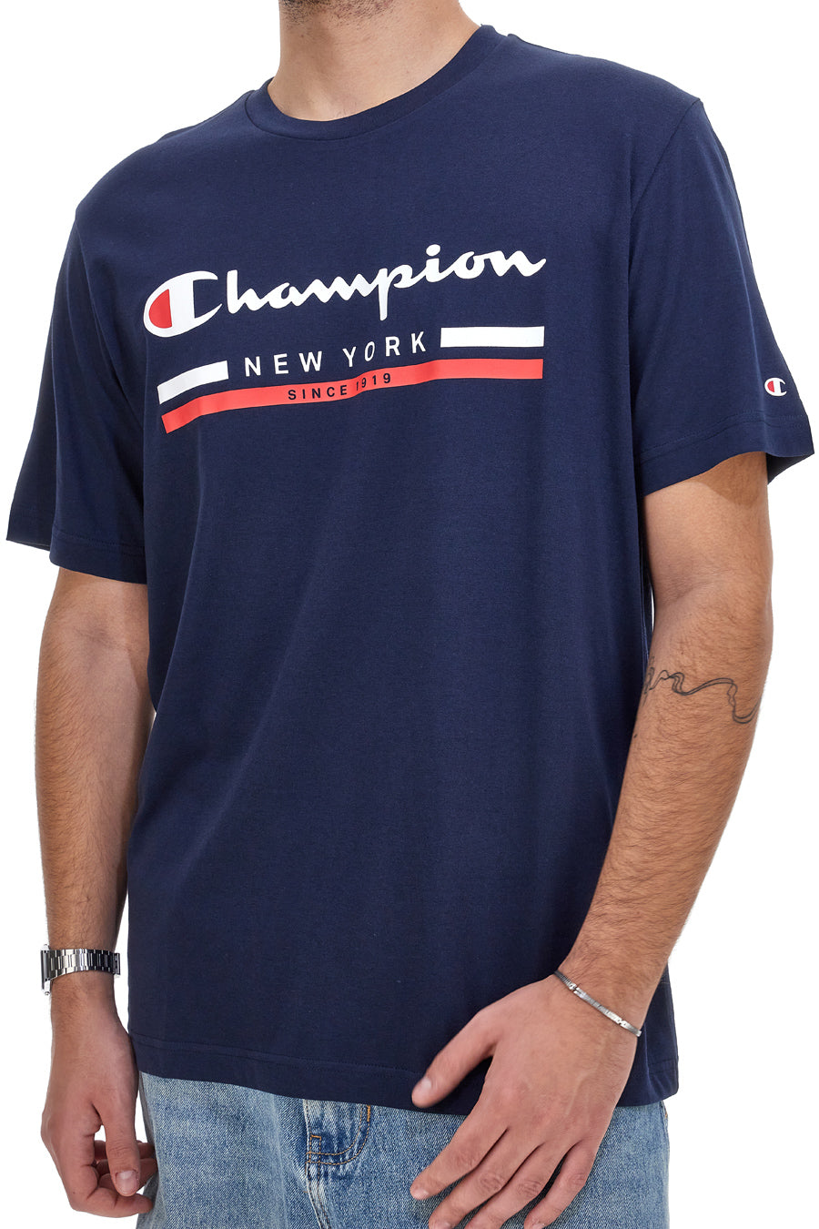 T-Shirt Blu Girocollo CHAMPION CREWNECK