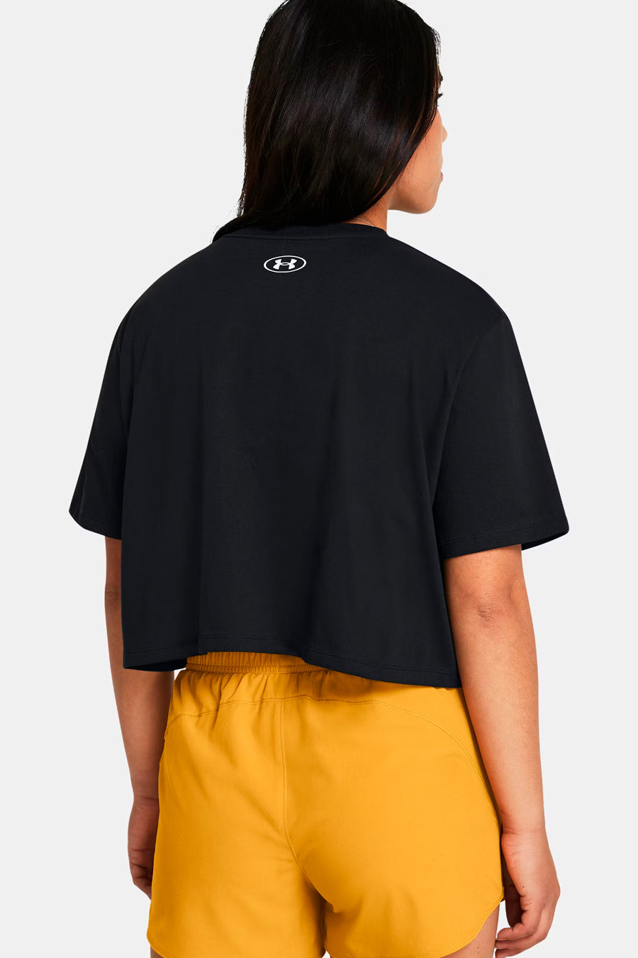 Schwarzes Under Armour Boxy Crop Logo Kurzarmshirt