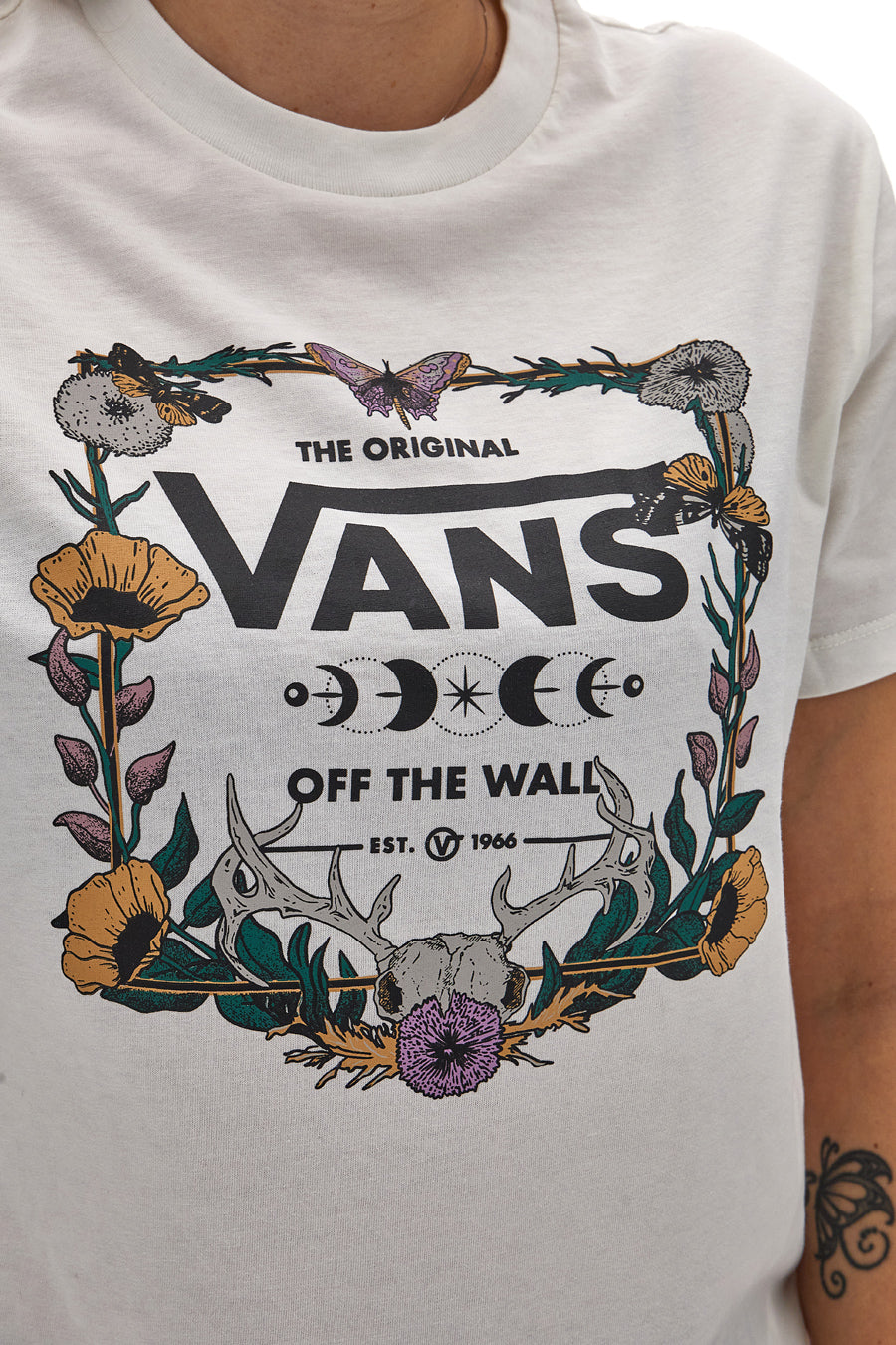 T-shirt Bianca Con Stampa nel Petto Vans Wylderrness Tee