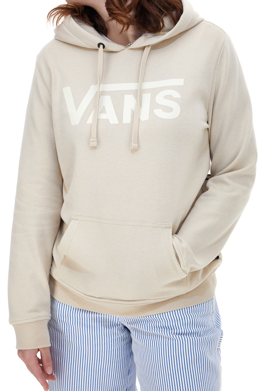 Felpa Beige Girocollo Con Cappuccio Vans Drop V Logo Hoodie