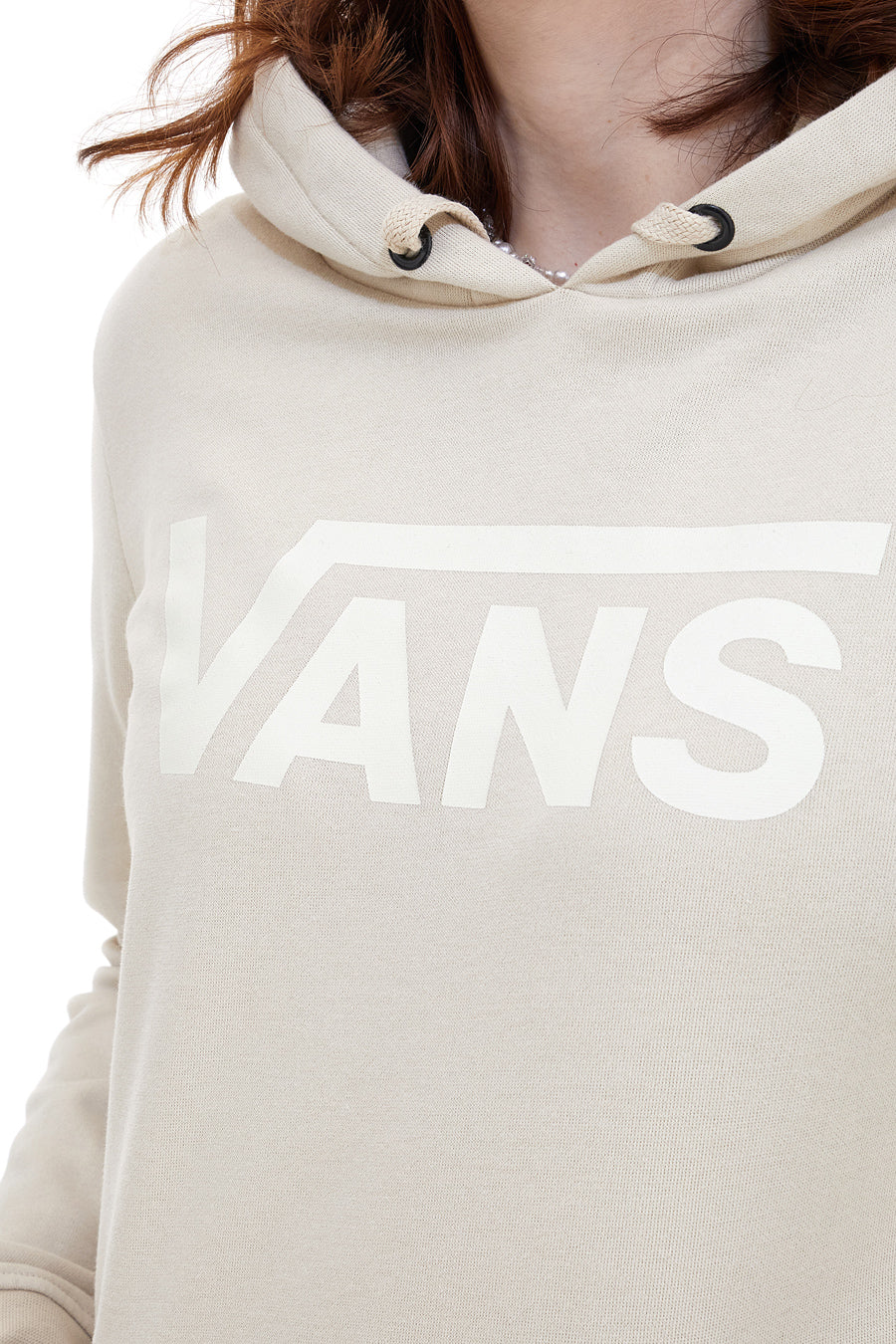 Felpa Beige Girocollo Con Cappuccio Vans Drop V Logo Hoodie