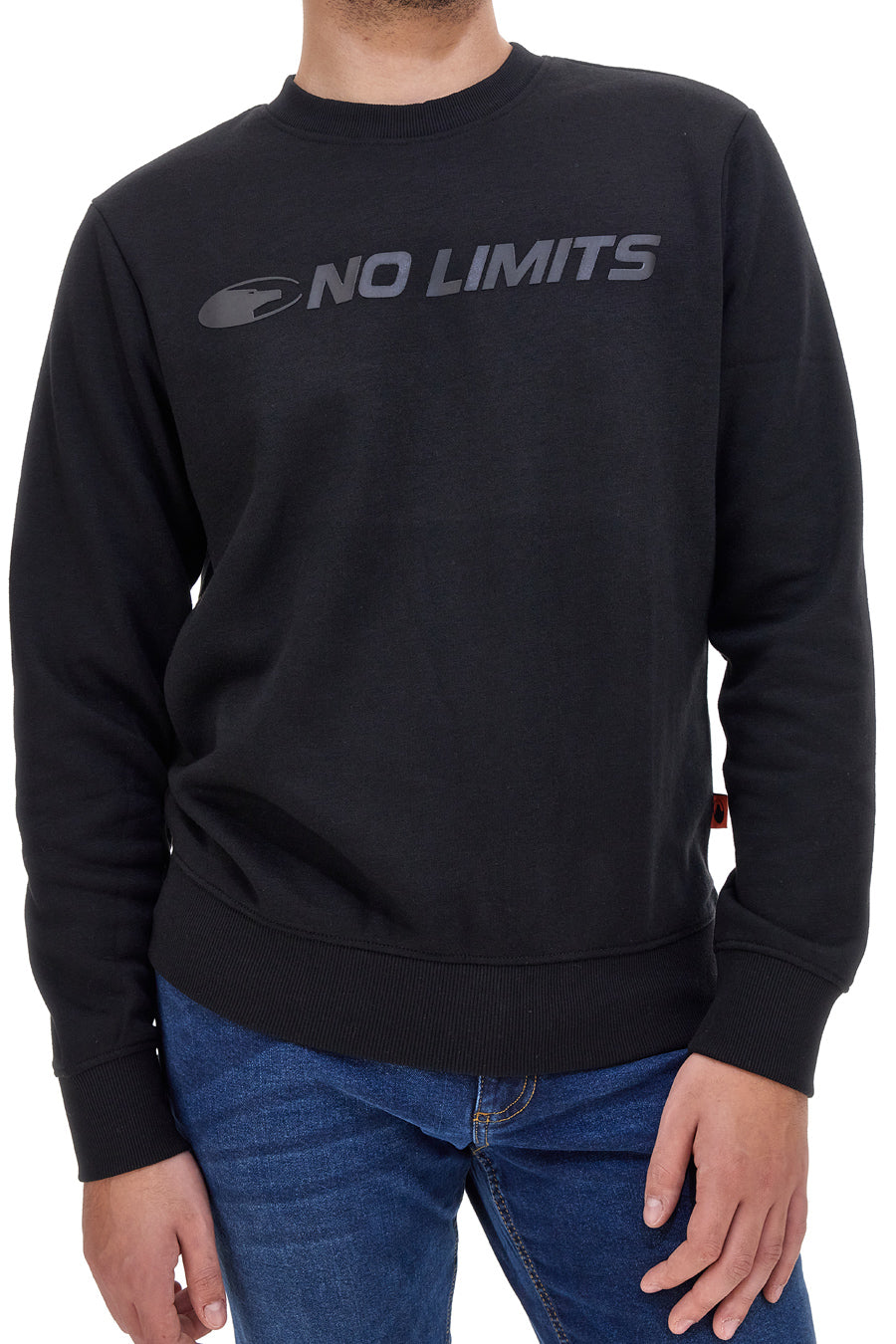 Schwarzes NO LIMITS Rundhals-Sweatshirt mit Front-Logo MASW011W24