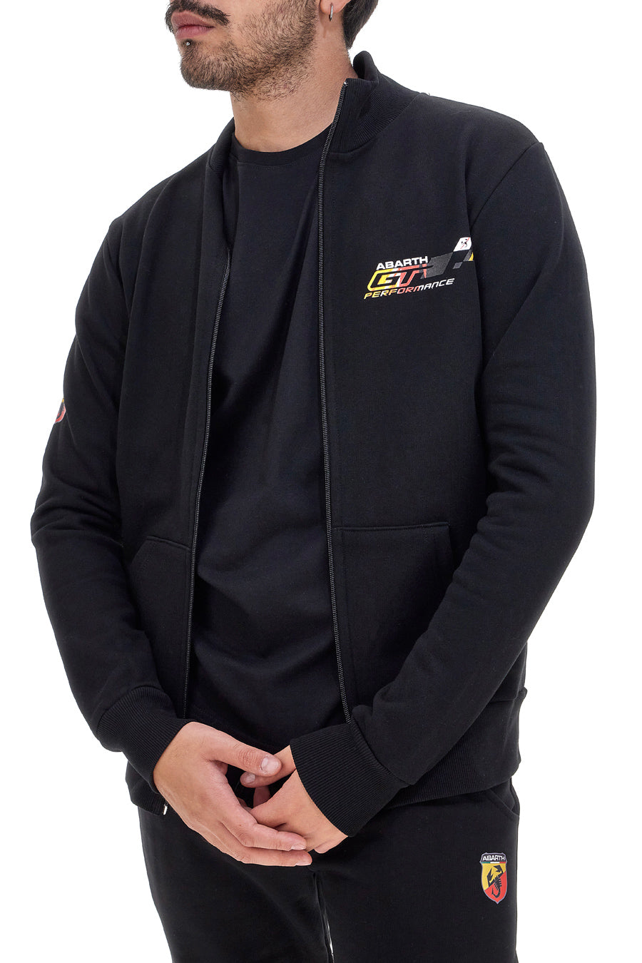 Schwarzes Sweatshirt ohne Kapuze, hergestellt in Italien, Abarth AH25FW377