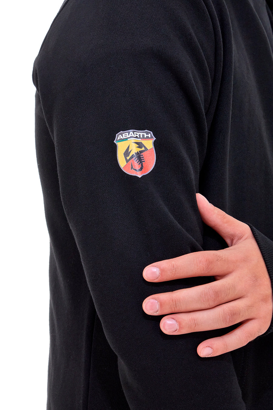 Schwarzes Sweatshirt ohne Kapuze, hergestellt in Italien, Abarth AH25FW377