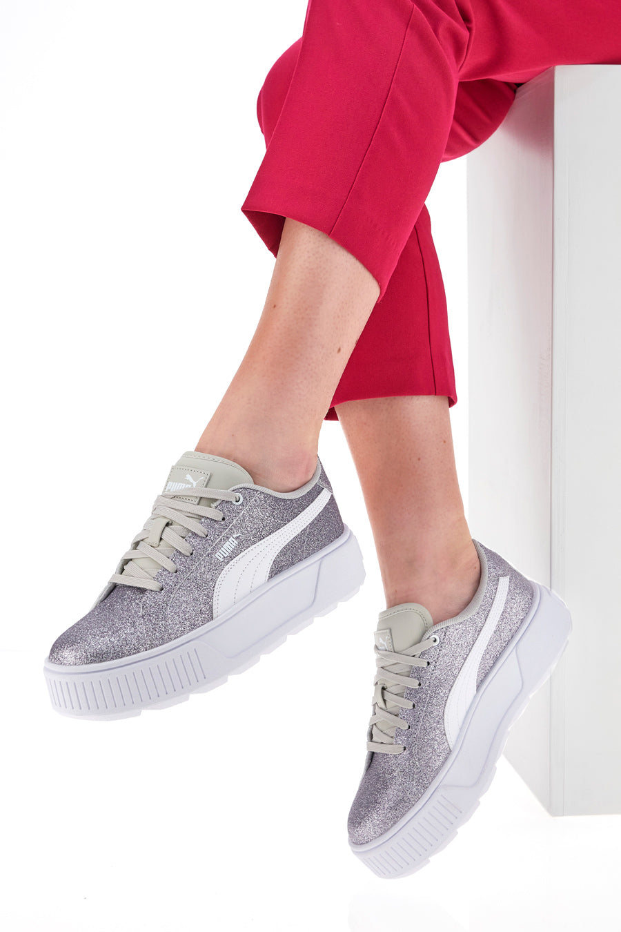 Sneakers Flatform Karmen Glitz Argento Glitter