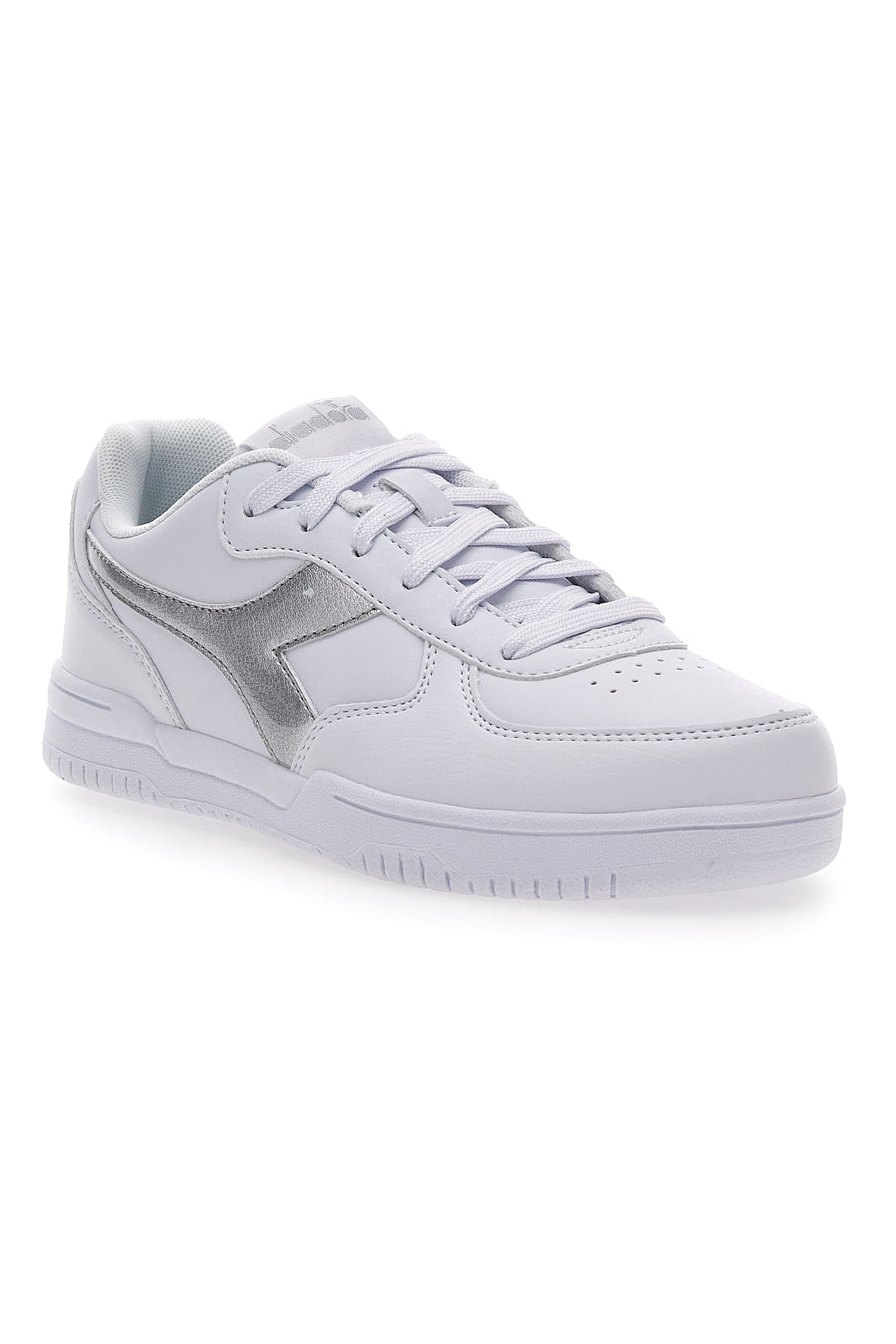 Sneakers Bianche con Fregio Argento Diadora Raptor Low Moon WN