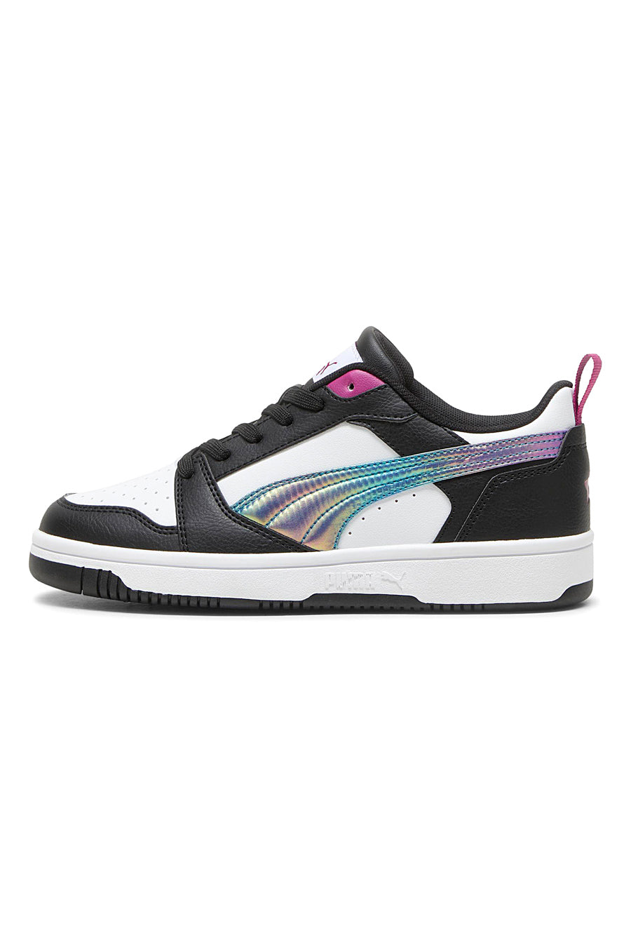 Sneakers Bianche e nere con bande laterali colorate Puma Rebound V6 Lo Bouncy Sky Jr