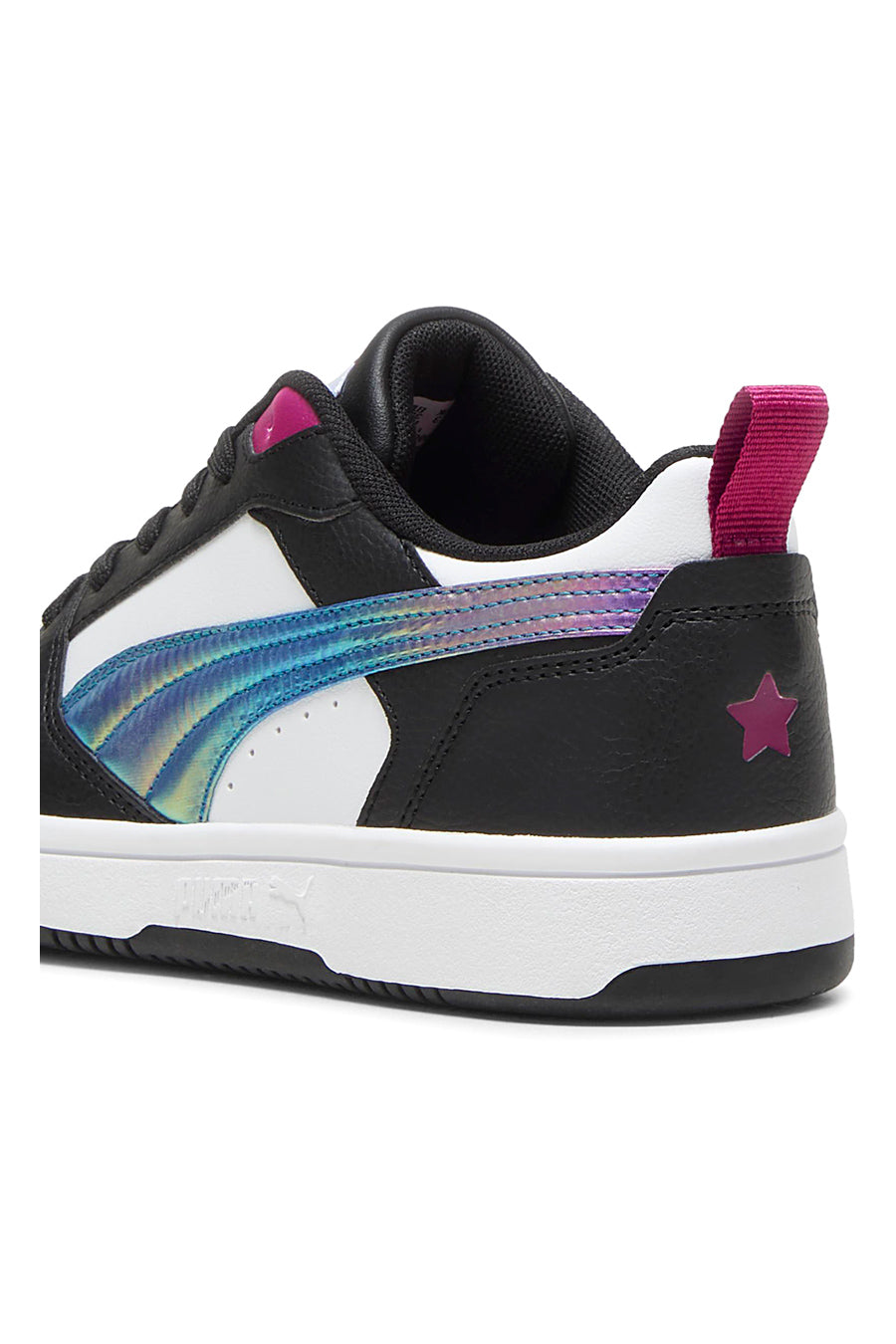 Sneakers Bianche e nere con bande laterali colorate Puma Rebound V6 Lo Bouncy Sky Jr