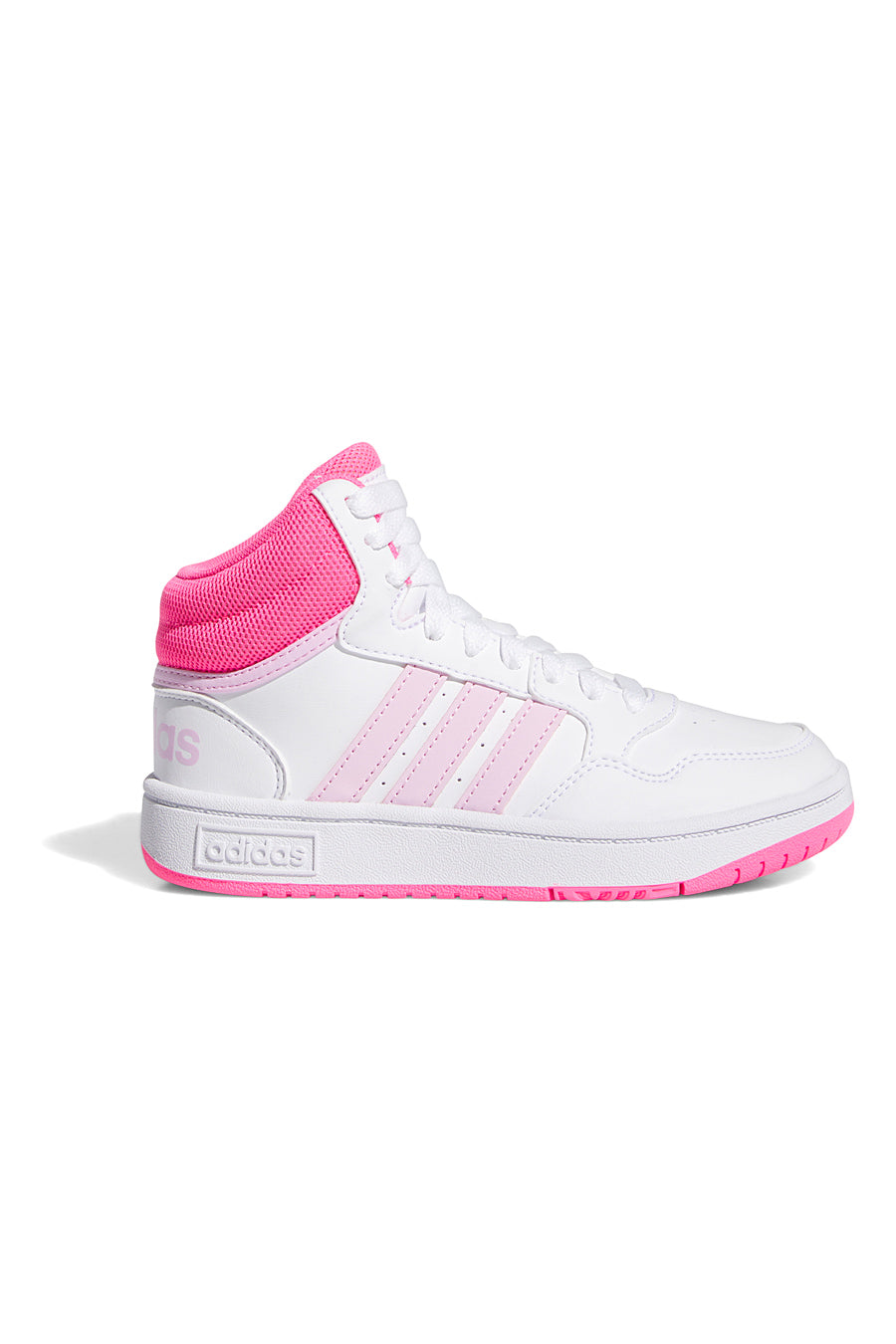 Sneakers bianca e rosa con lacci Adidas Hoops 3.0 mid K