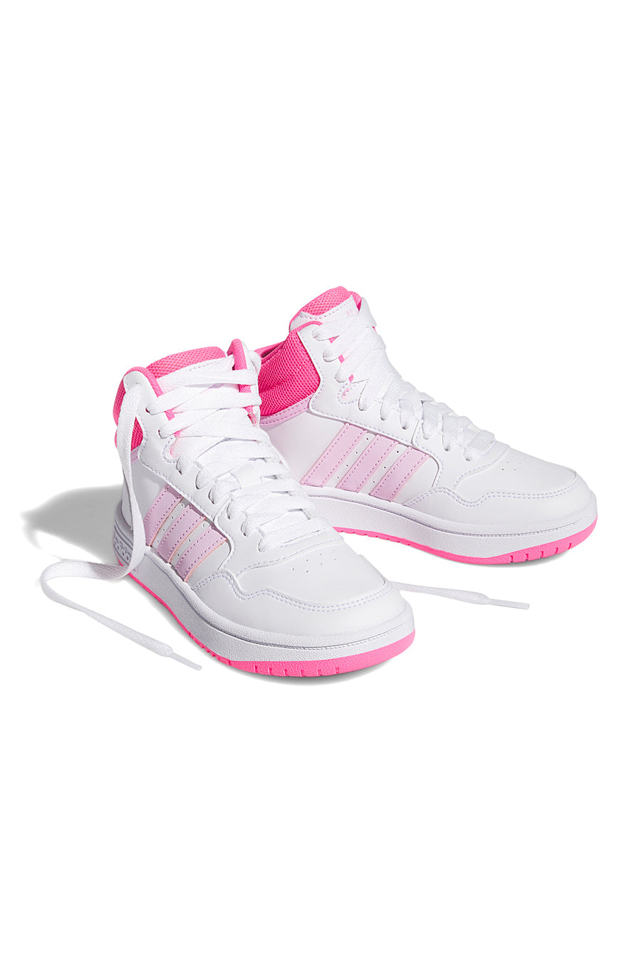 Sneakers bianca e rosa con lacci Adidas Hoops 3.0 mid K