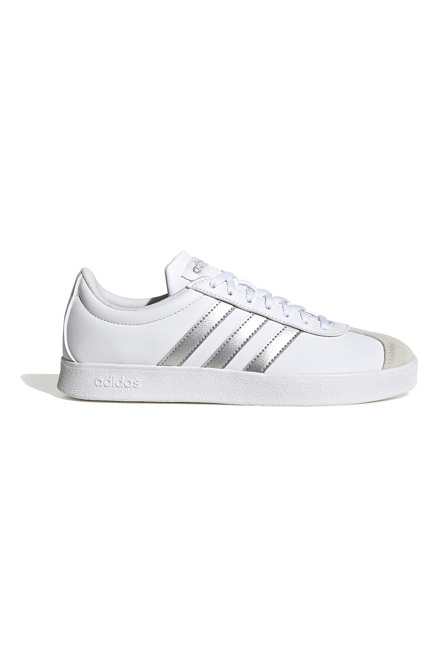 Sneakers Bianche con Bande Argento Adidas VL Court Base