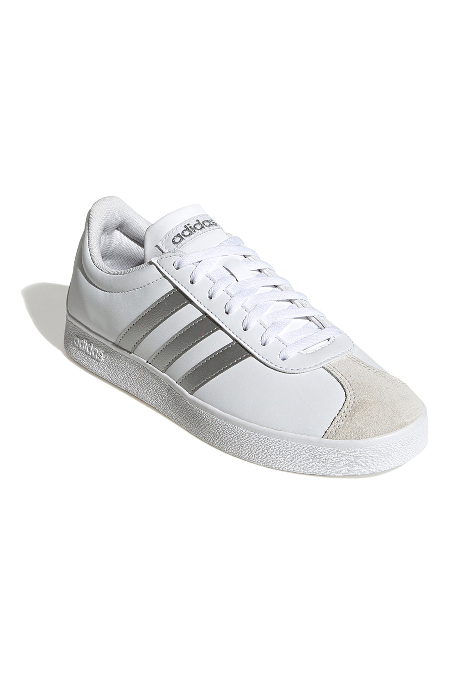 Sneakers Bianche con Bande Argento Adidas VL Court Base