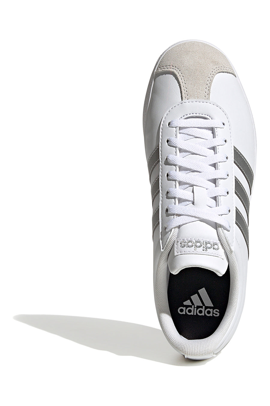 Sneakers Bianche con Bande Argento Adidas VL Court Base