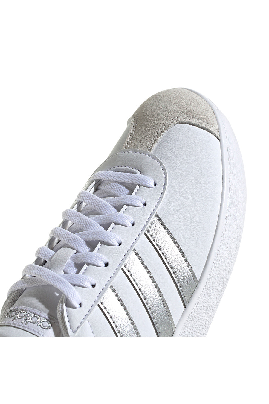 Sneakers Bianche con Bande Argento Adidas VL Court Base