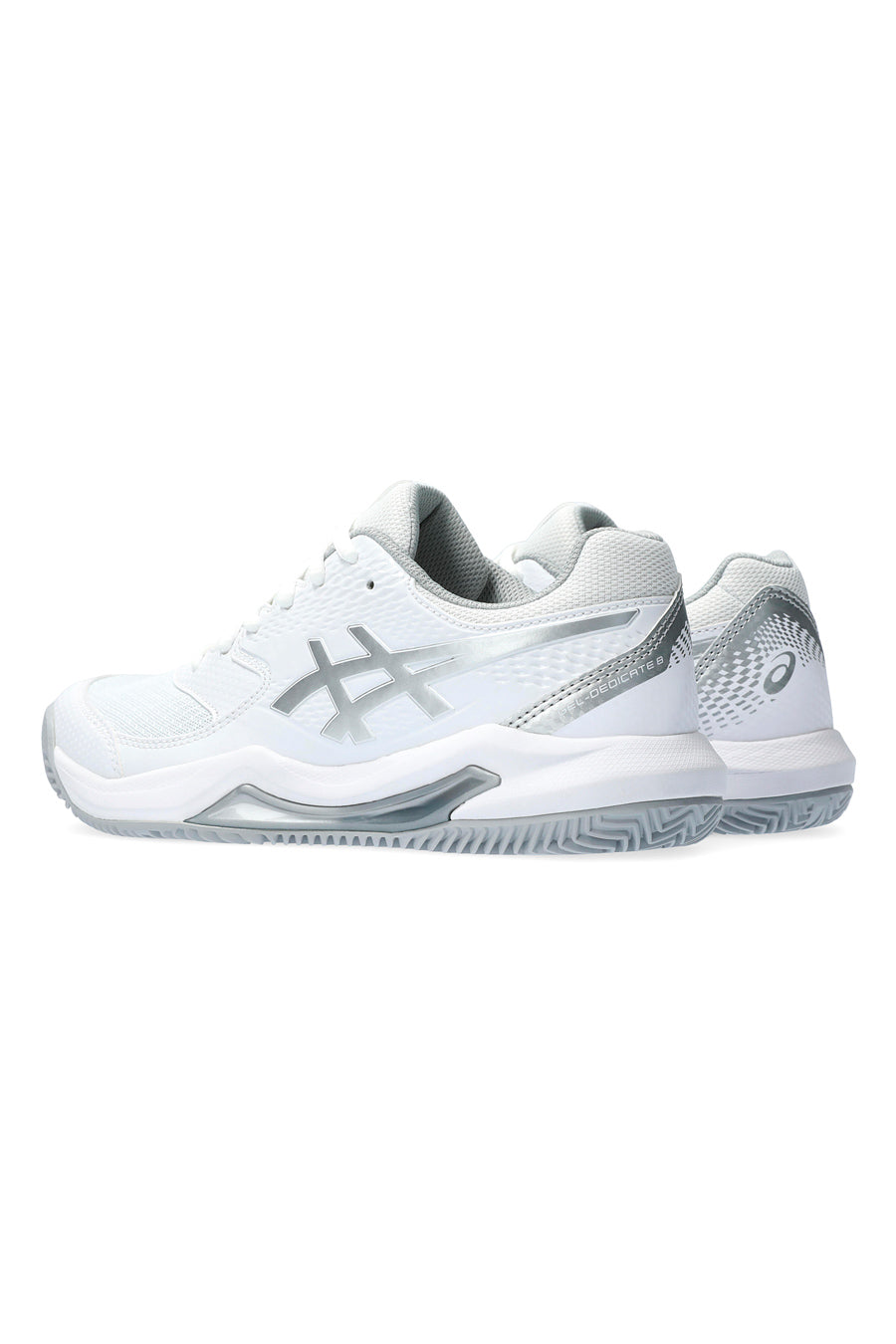 Weiße und graue ASICS GEL-DEDICATE 8 CLAY Tennisschuhe