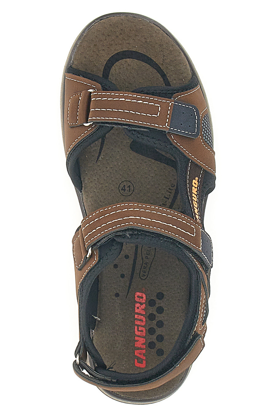 Sandali Marroni Con Strappi in Velcro Canguro 1015