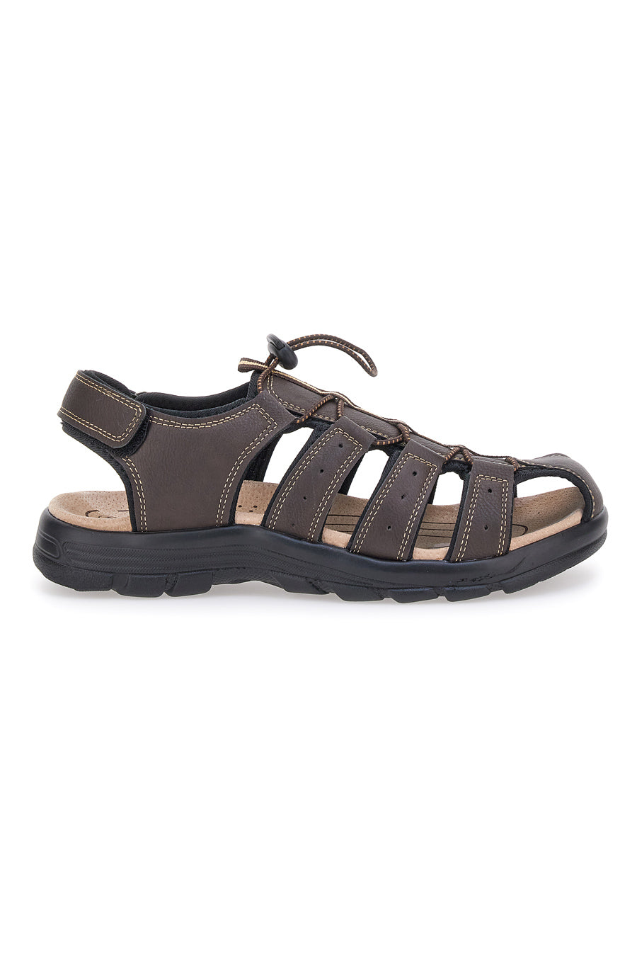 Sandali marroni con velcro ed elastico johes land 2208