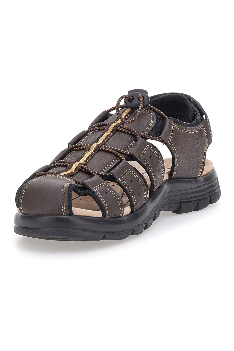 Sandali marroni con velcro ed elastico johes land 2208