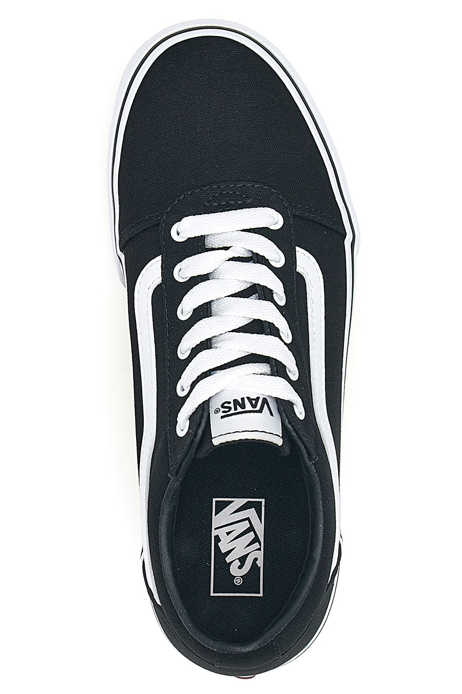 Schwarz-weiße Sneakers mit seitlichem Blitz von Vans Ward