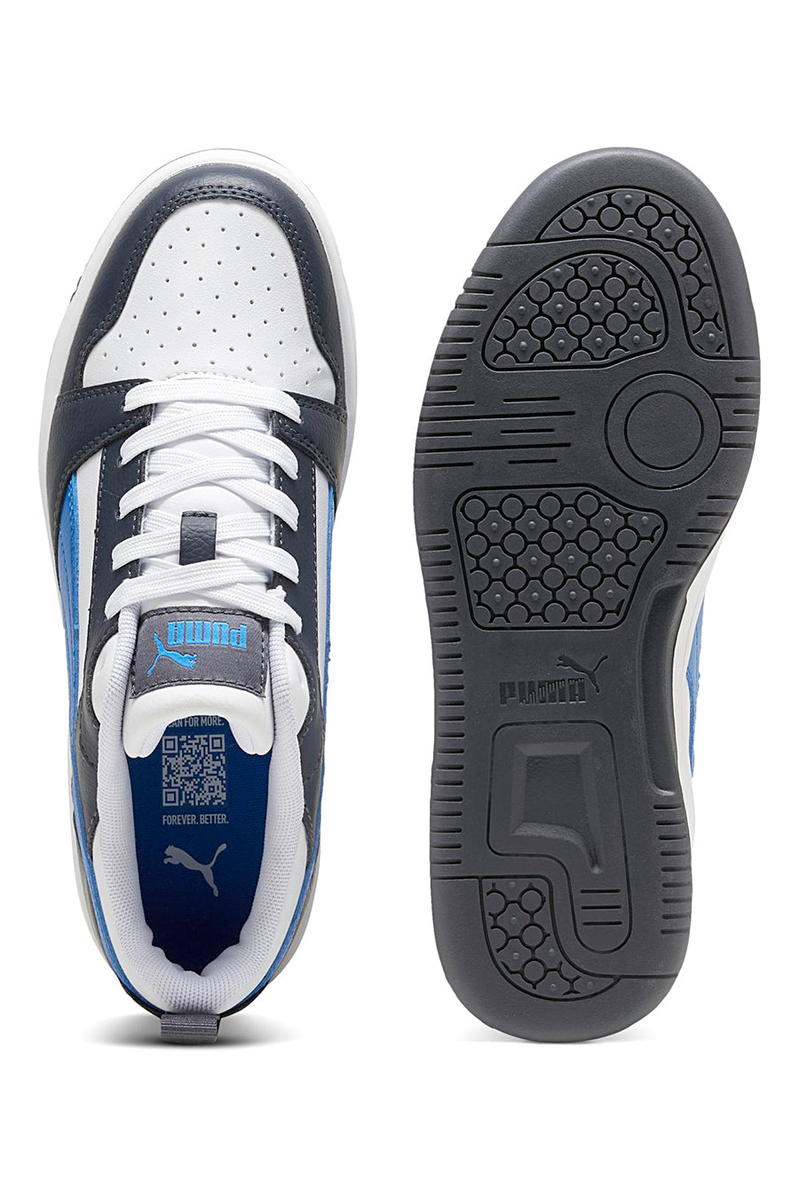 Sneakers Bianche e Blu Puma Rebound V6 Low Jr