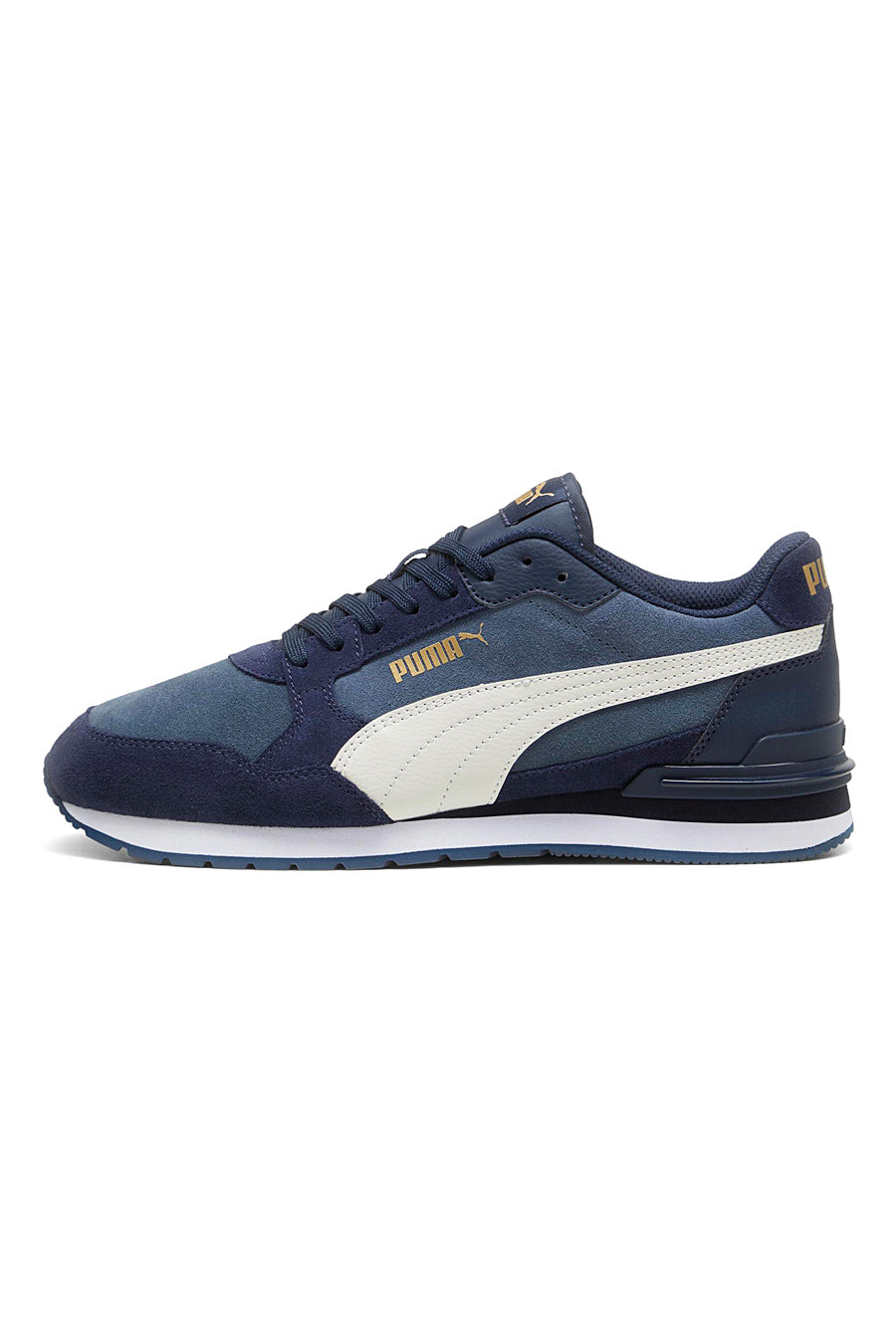 Sneakers ST Runner v4 in suede blu con banda laterale bianca