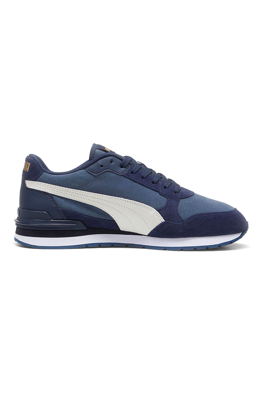 Sneakers ST Runner v4 in suede blu con banda laterale bianca