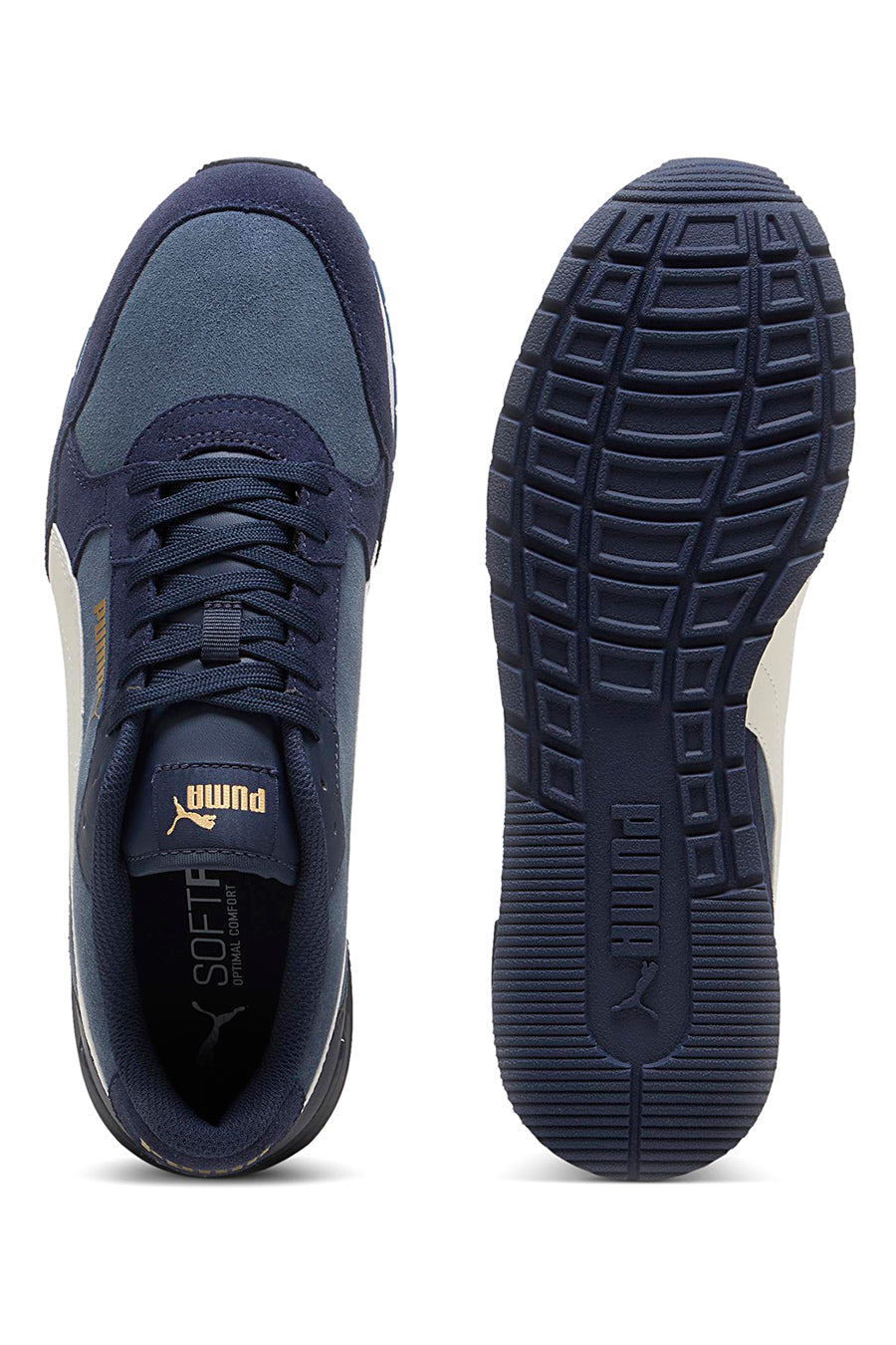 Sneakers ST Runner v4 in suede blu con banda laterale bianca