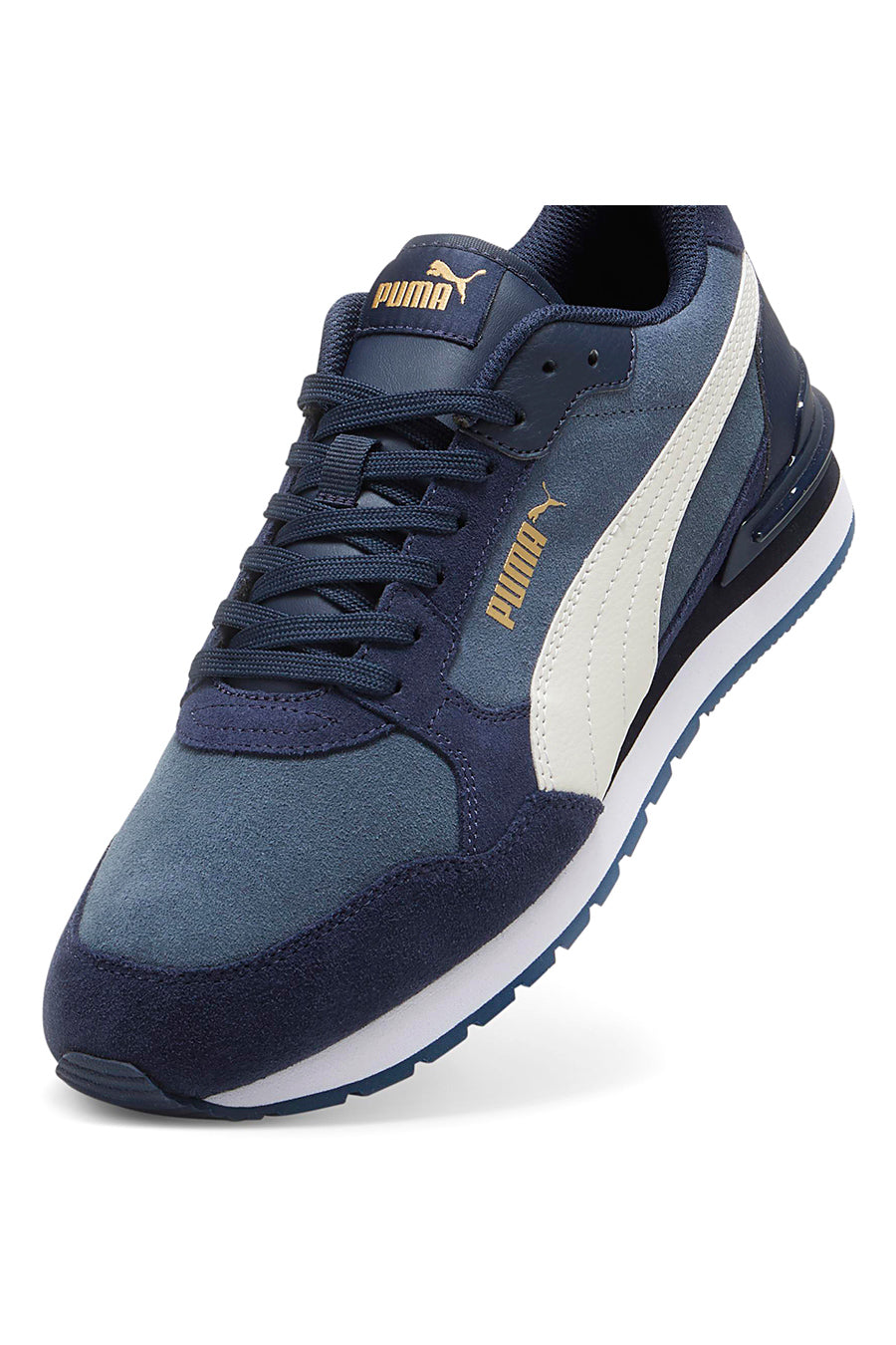 Sneakers ST Runner v4 in suede blu con banda laterale bianca