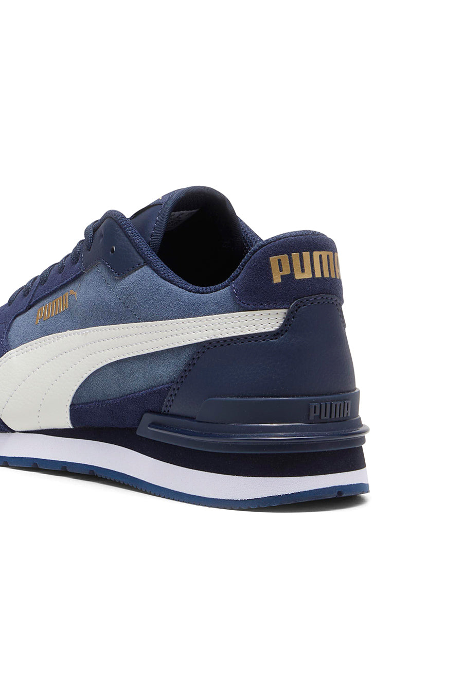 Sneakers ST Runner v4 in suede blu con banda laterale bianca