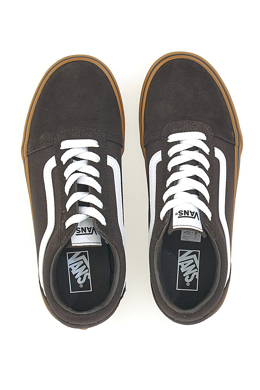 Sneakers Caffè In Suede con Lacci Bianchi Vans Ward