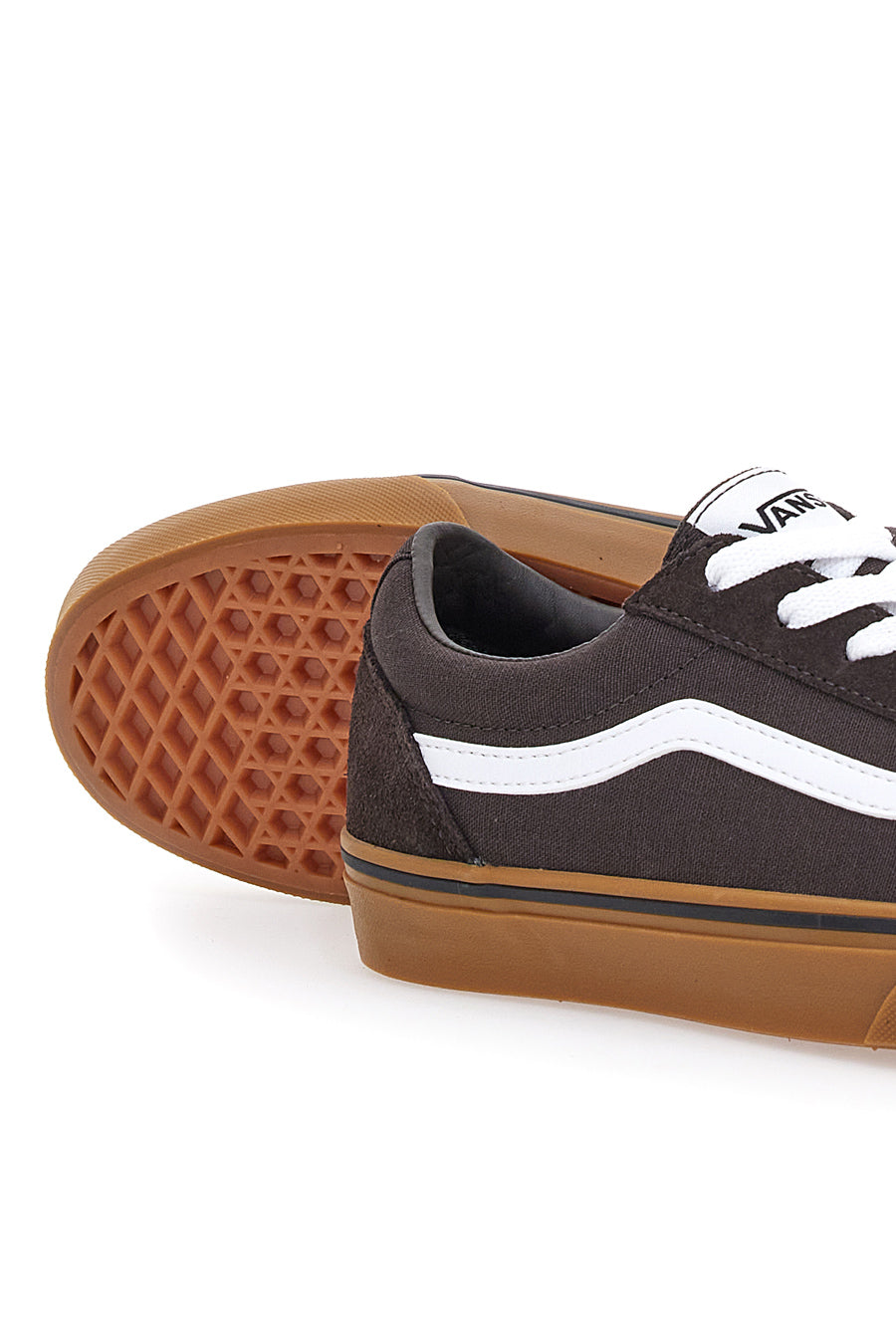 Sneakers Caffè In Suede con Lacci Bianchi Vans Ward