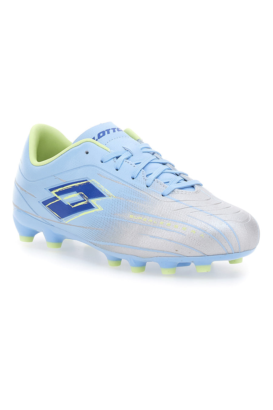 Scarpe da Calcio Azzurre e Argento Lotto Solista 700 IX Fg Jr