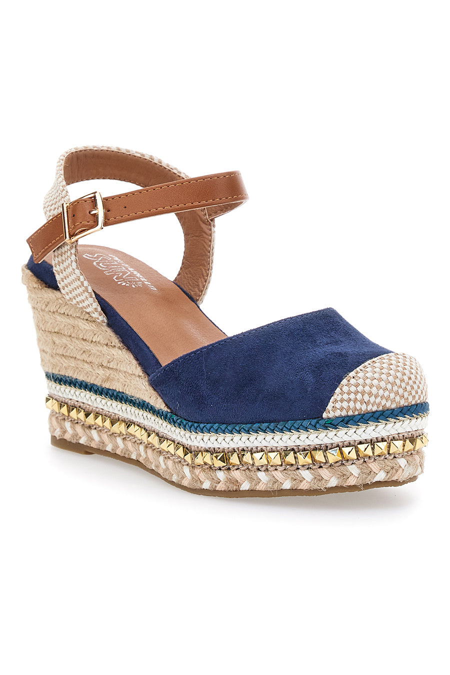 Sandali Espadrillas Blu Con Zeppa e Fibbia Pittarello Sun 322290