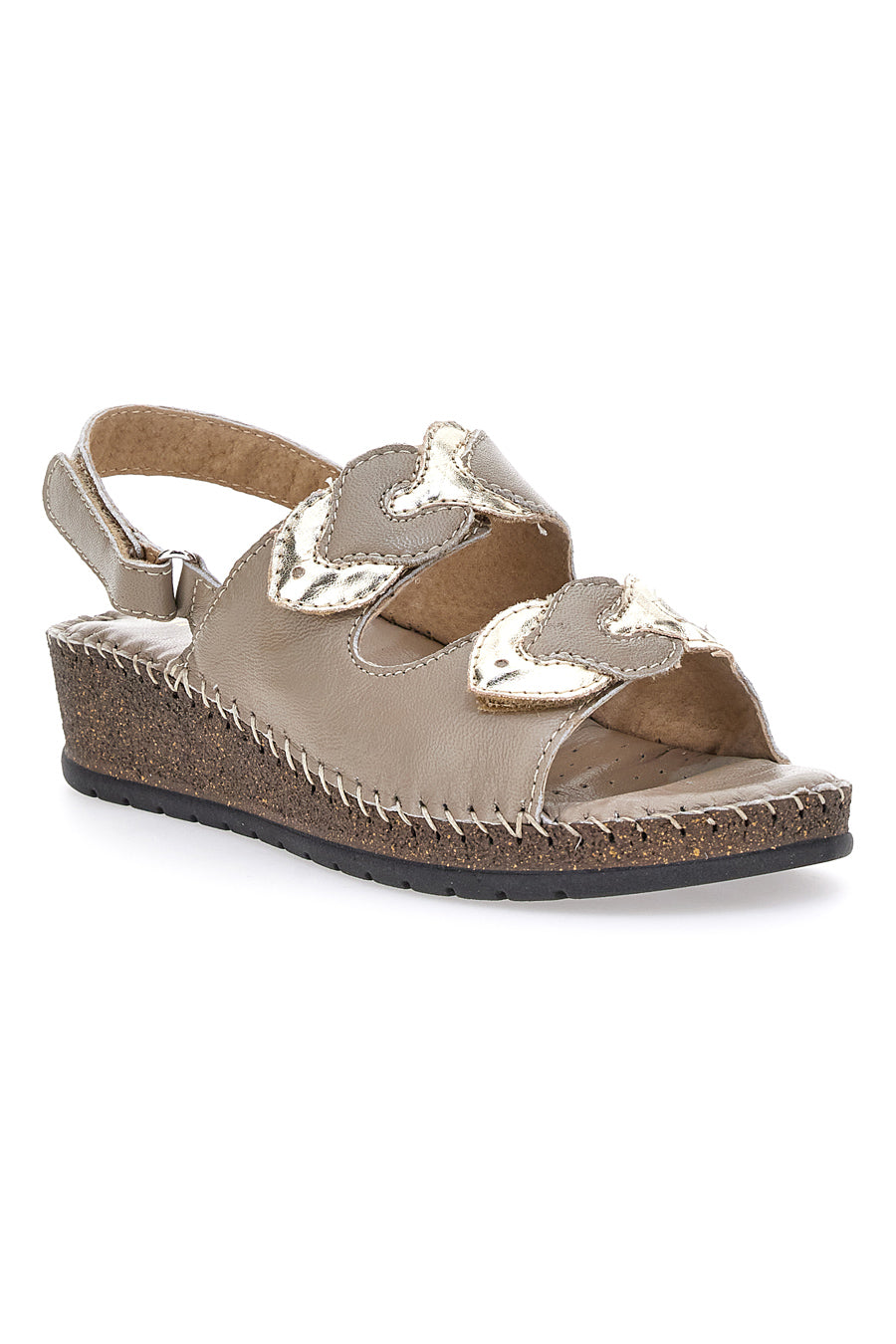 Sandali Taupe Sling-back Con Velcro Pittarello 42063