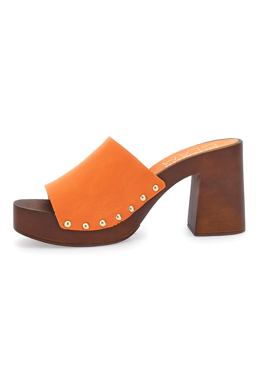 Orangefarbene Clogs mit 9 cm hohem Absatz Pittarello 8508