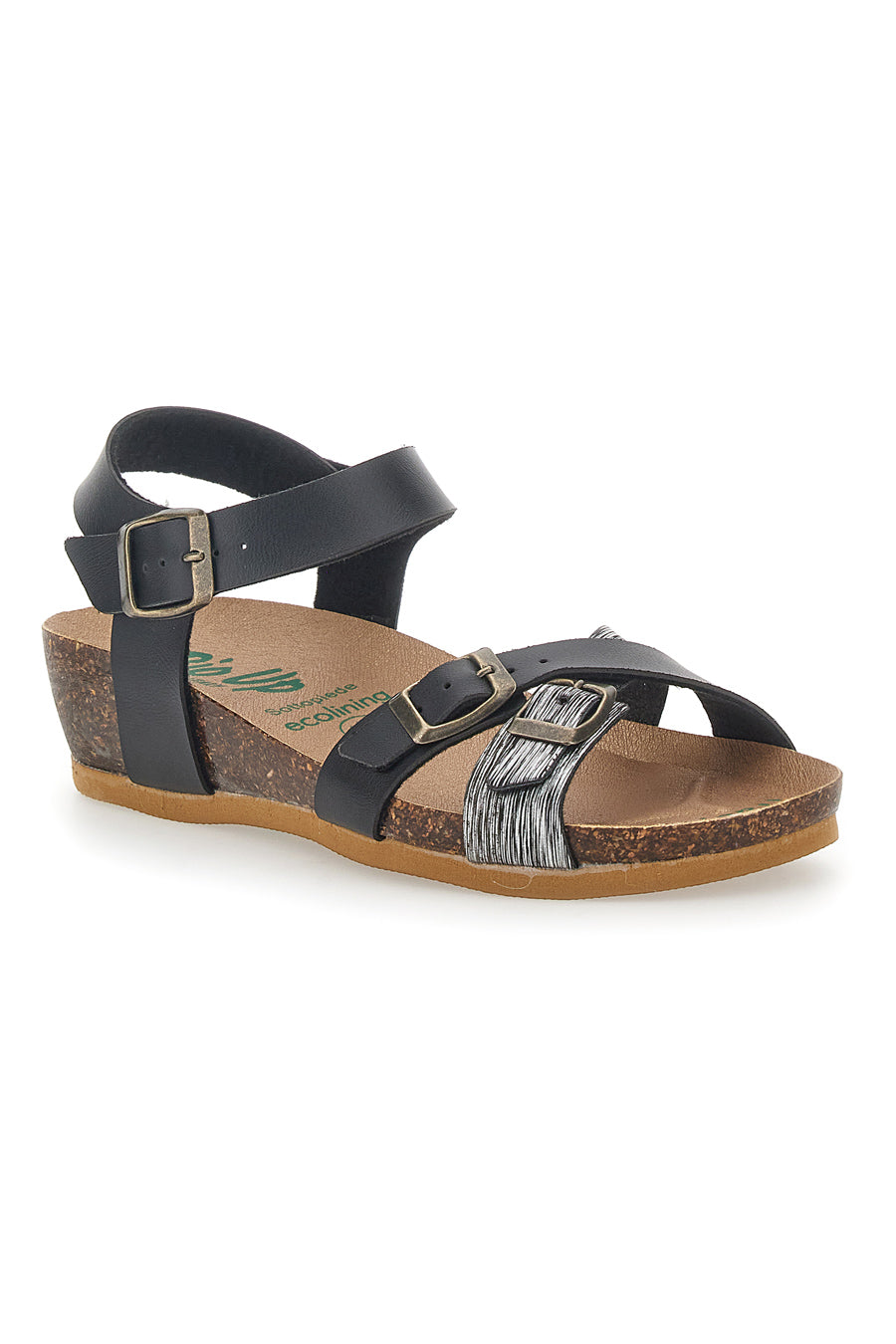 Sandali con Fibbie Neri Bio Up 22310