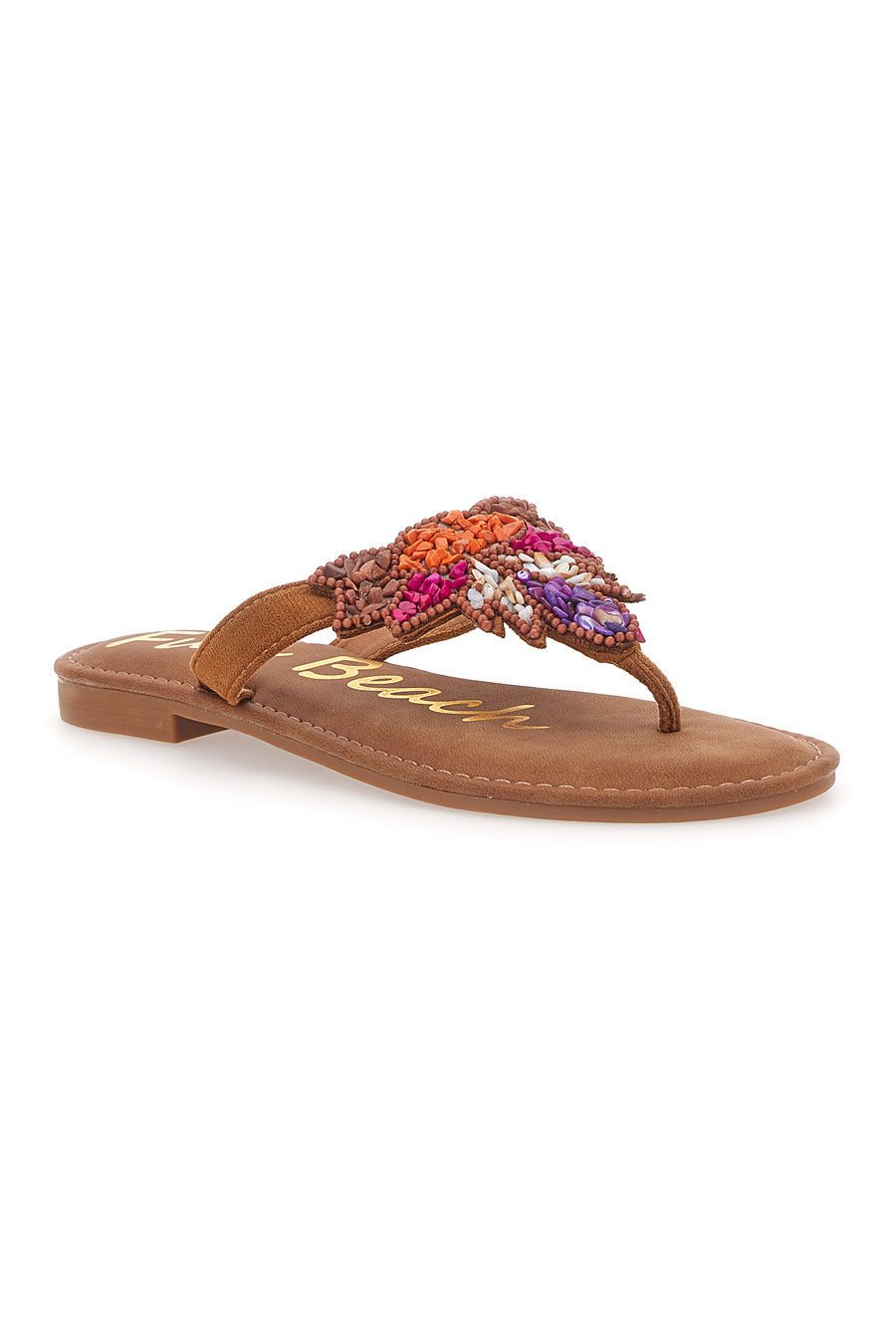 Braune Flip-Flops mit Perlen Fun Beach 468