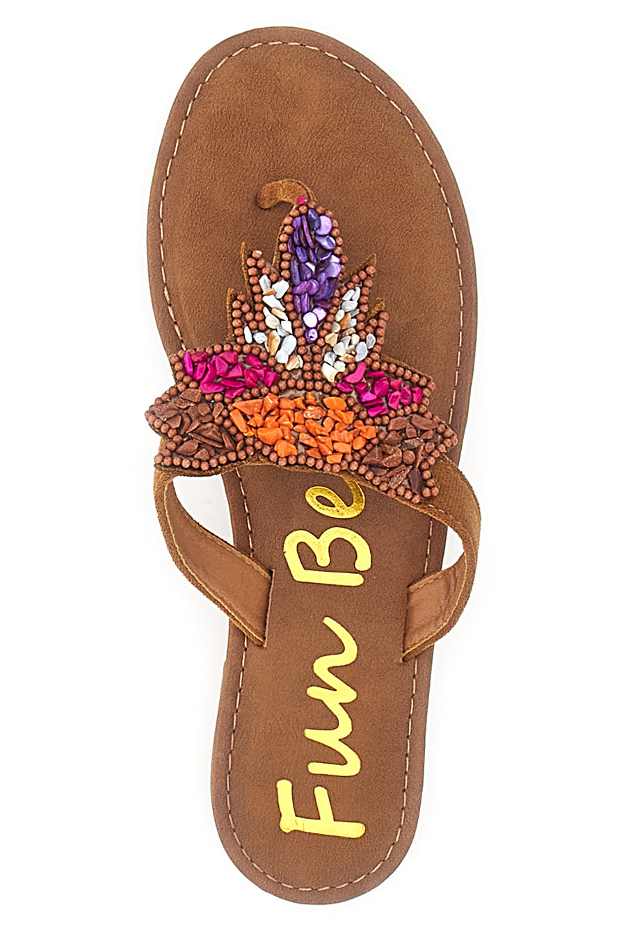 Braune Flip-Flops mit Perlen Fun Beach 468