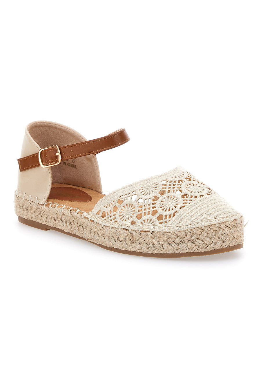 Espadrillas Beige Con Cinturino Marrone e Ricami The First 36