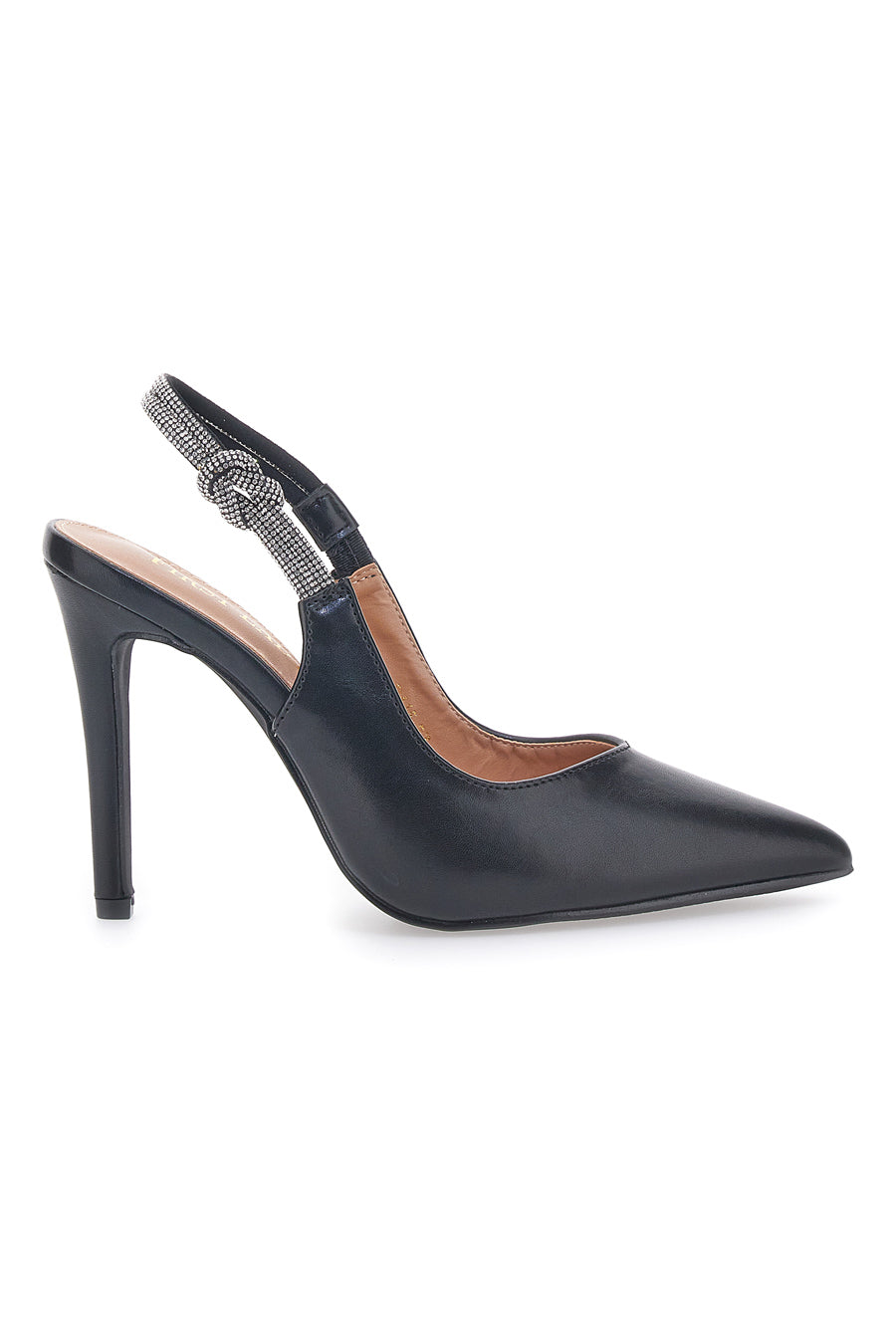 Décolleté Nere Slingback con Strass  First Lady 415