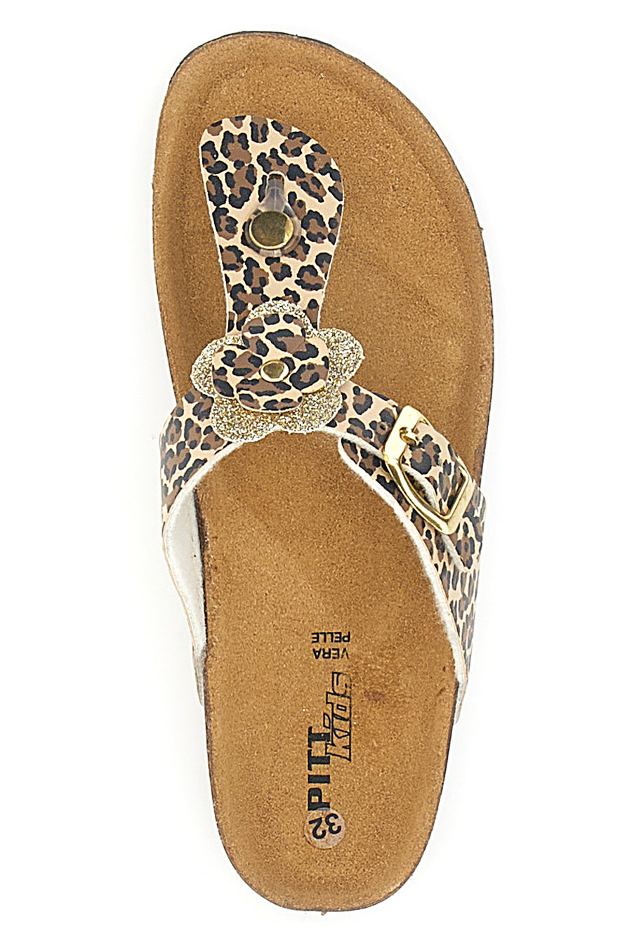 Ciabatte Infradito Animalier Con Plantare In Vera Pelle Pitt Kids 45261