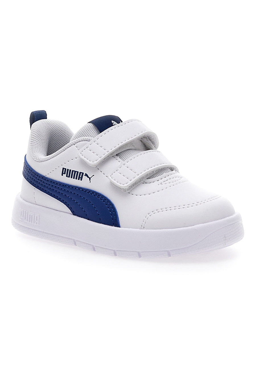 Sneakers Bianche con Baffo Laterale Blu Puma CourtFlex V3 V Inf