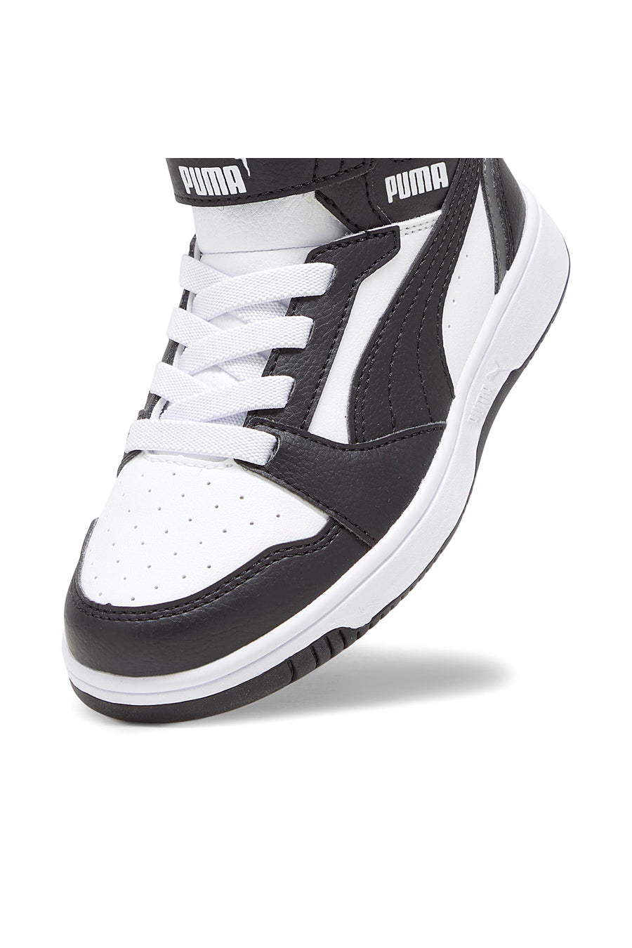 Sneakers Mid-Cut Bianche e Nere Con Fascia Laterale Puma Rebound V6 Mid Ac Ps