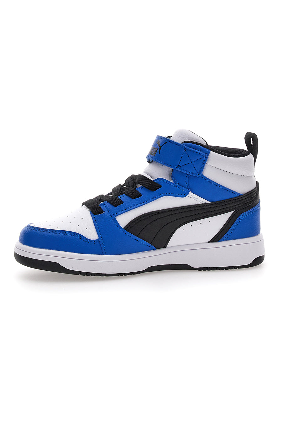 Sneakers Mid-Cut Bianche e Blu Con Fascia Laterale Puma Rebound V6 Mid Ac Ps